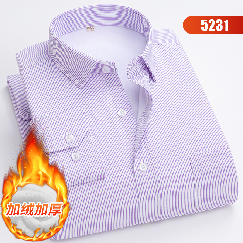 2019新款爆款工装保暖衬衫5231紫色条纹
