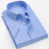 商务休闲格子衬衫D01-蓝色格子