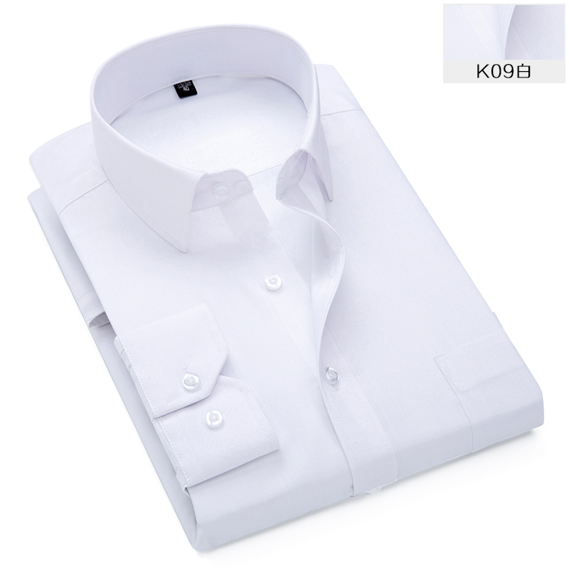 2018新款纯色长袖工装衬衫K09纯白