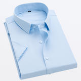 2019爆款男士短袖衬衫韩版修身商务休闲衬衣CS72蓝色    