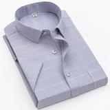 商务休闲格子衬衫D01-灰色格子