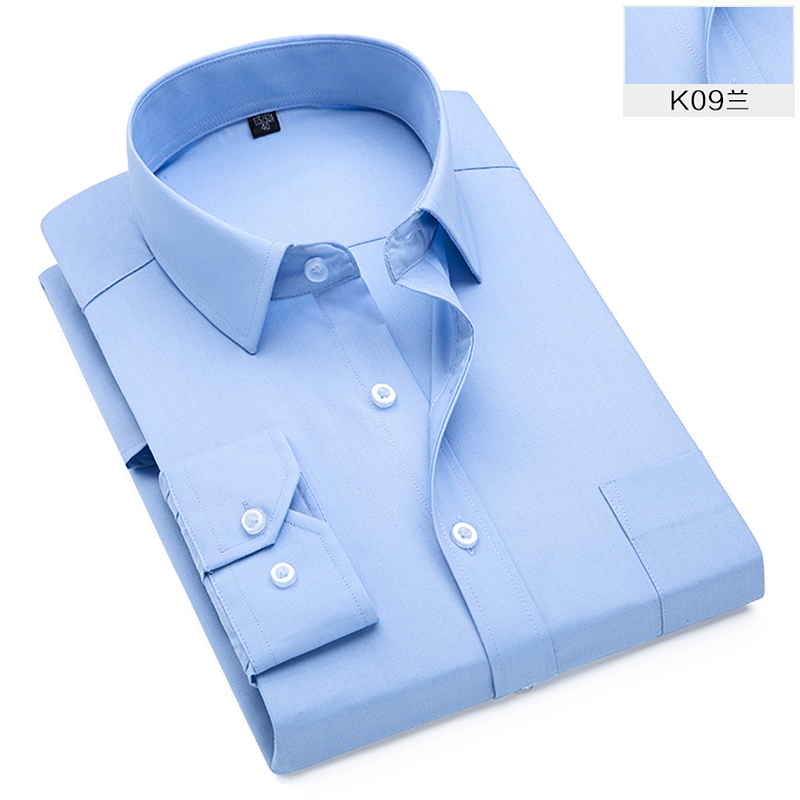 2018新款纯色长袖工装衬衫K09纯蓝